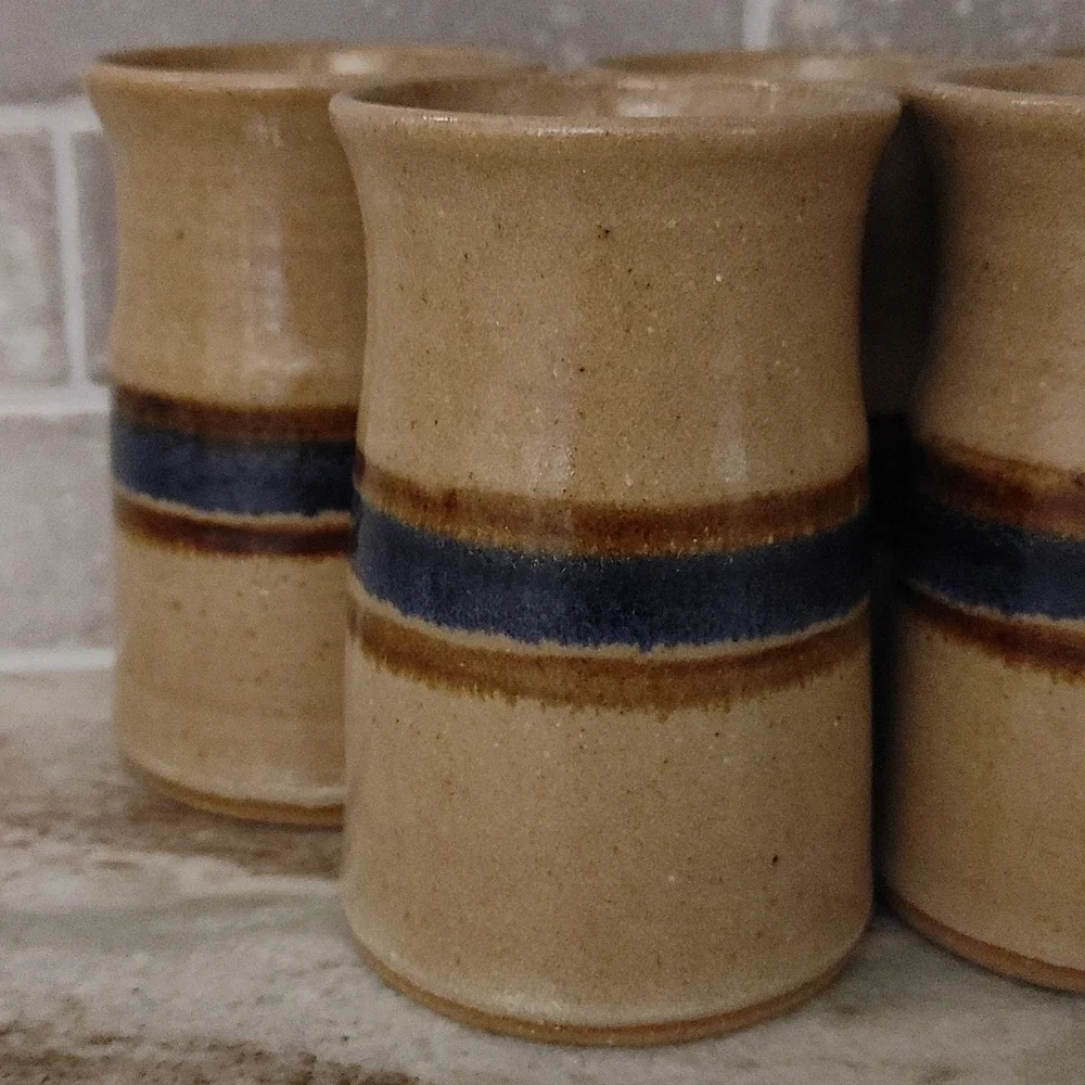 7 Salt Glazed Artisan Drinking Vessels 10 oz